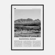 MacDonnell Ranges Travel B&W Poster
