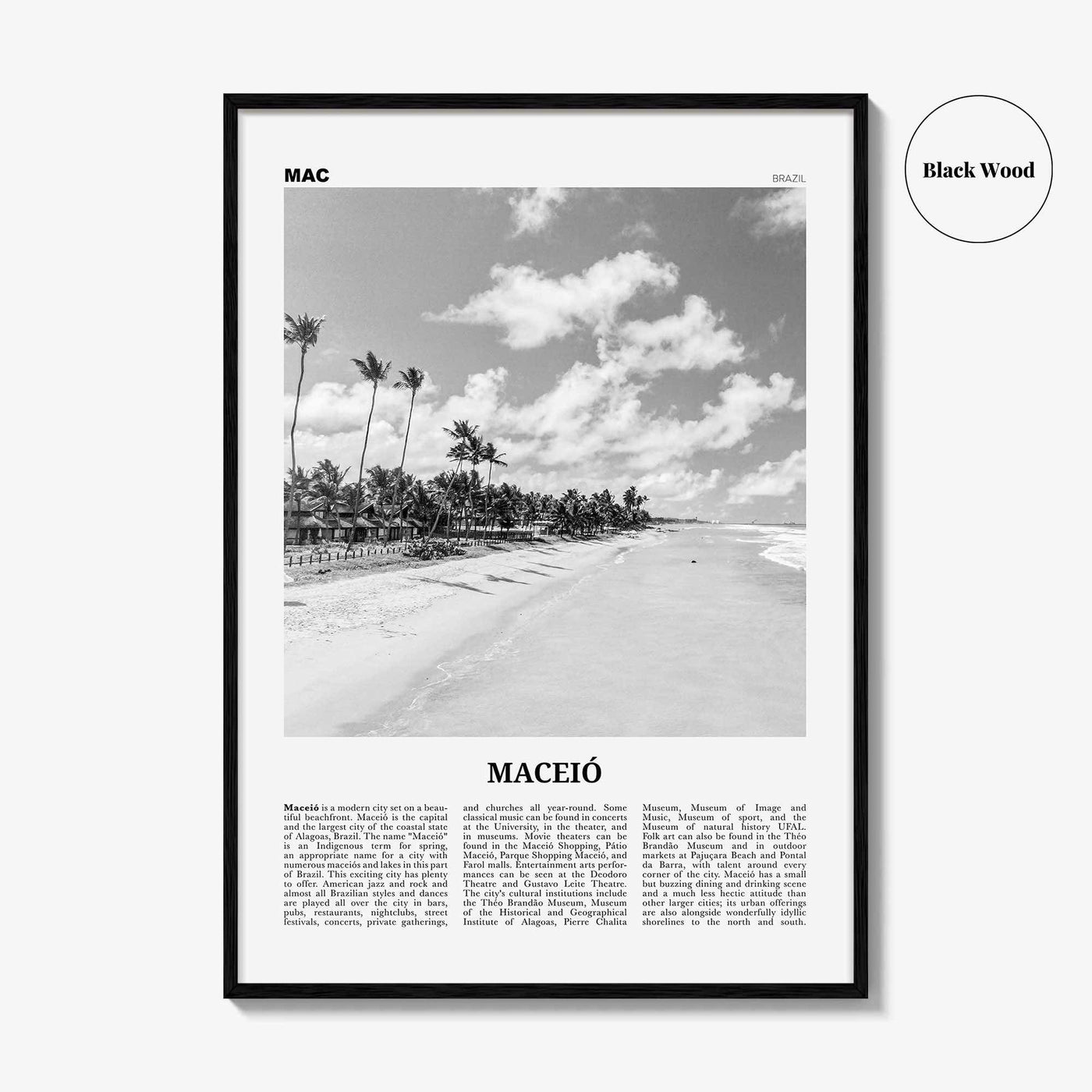 Maceio Print Black and White, Maceió Wall Art, Maceió Poster, Maceió Photo, Maceió Wall Decor, City Art Print, Brazil, Brasil, South America