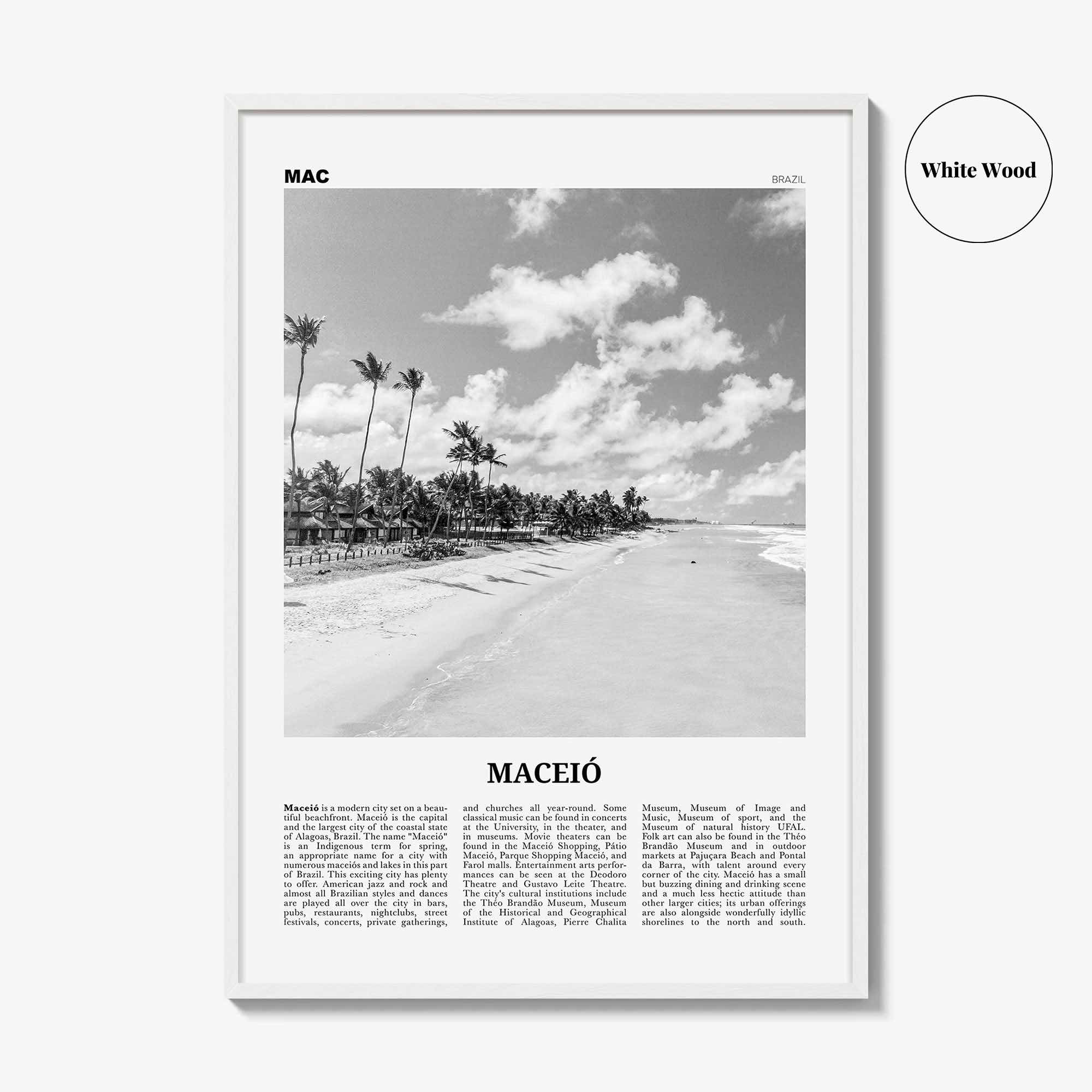 Maceio Print Black and White, Maceió Wall Art, Maceió Poster, Maceió Photo, Maceió Wall Decor, City Art Print, Brazil, Brasil, South America