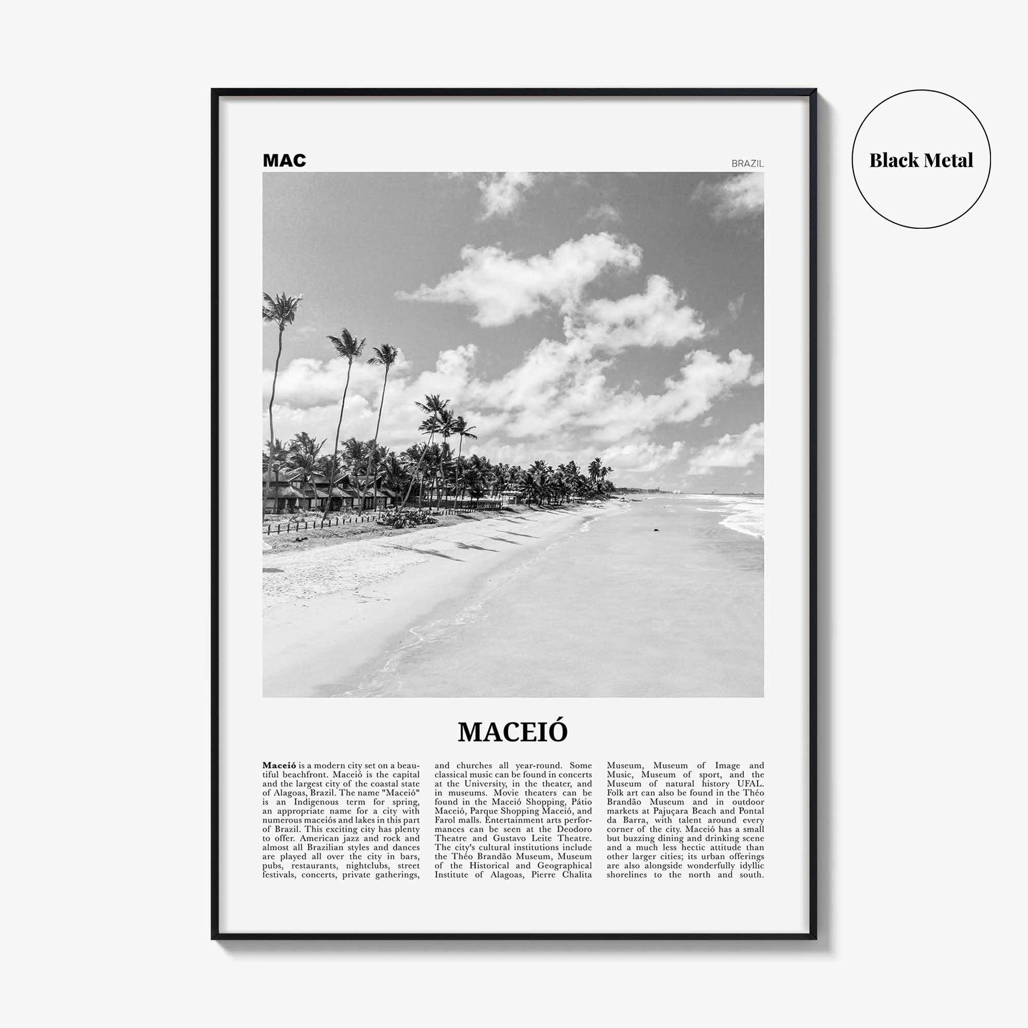 Maceio Print Black and White, Maceió Wall Art, Maceió Poster, Maceió Photo, Maceió Wall Decor, City Art Print, Brazil, Brasil, South America