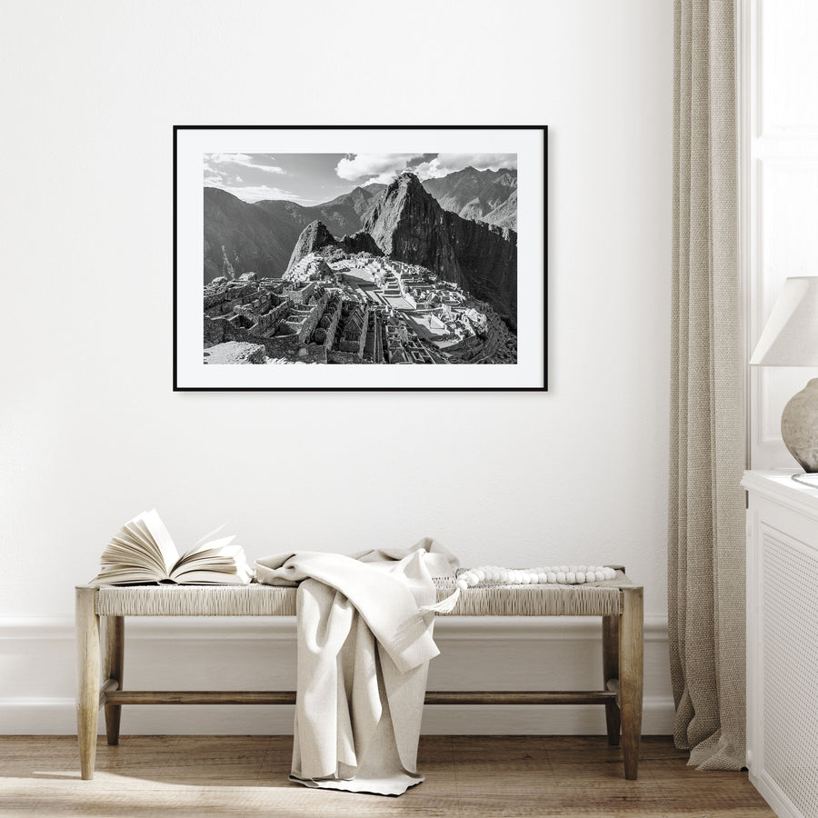 Machu Picchu Landscape B&W Poster
