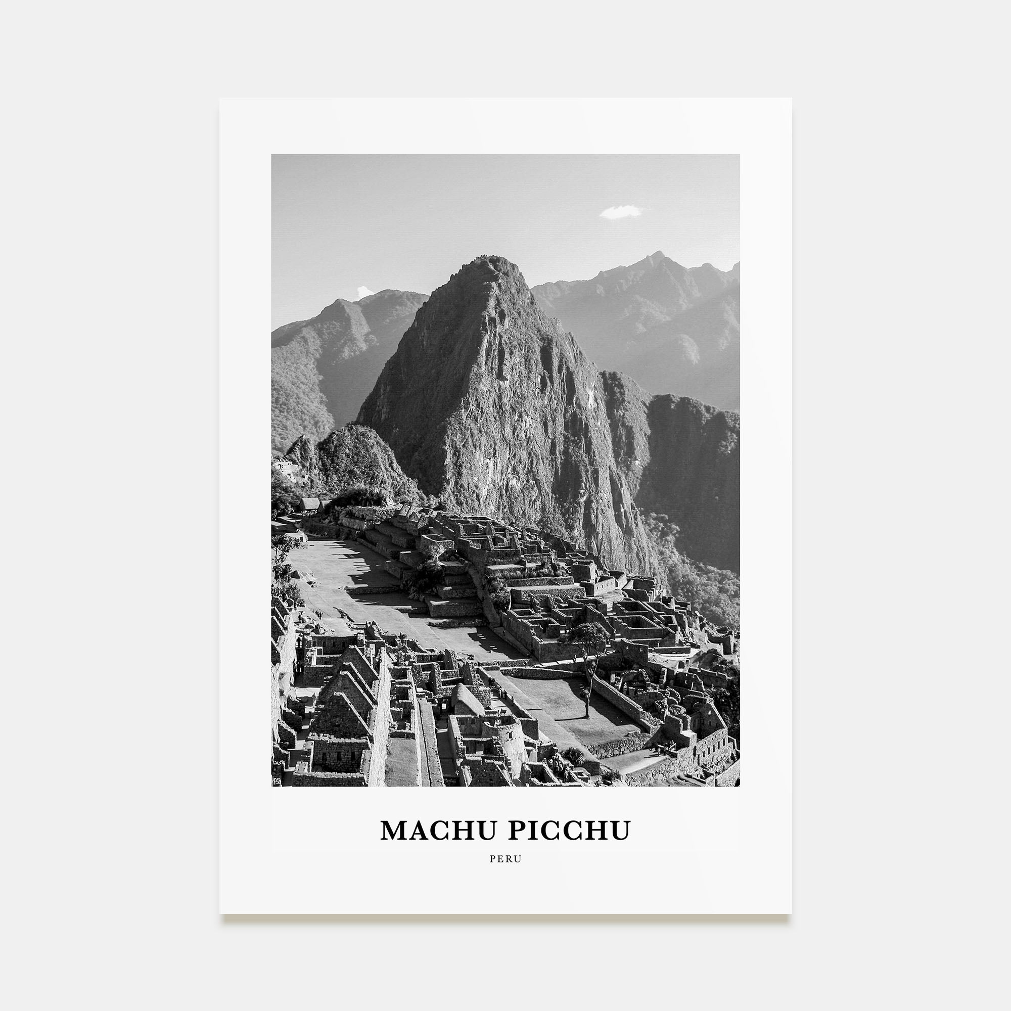 Machu Picchu Portrait B&W Poster