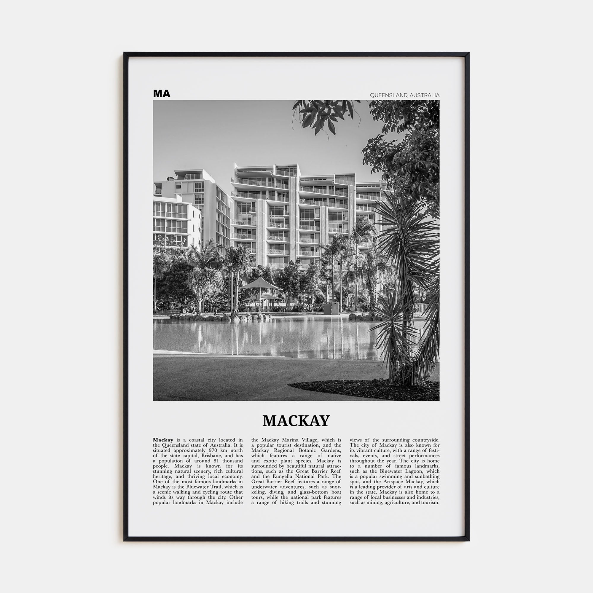 Mackay Travel B&W Poster