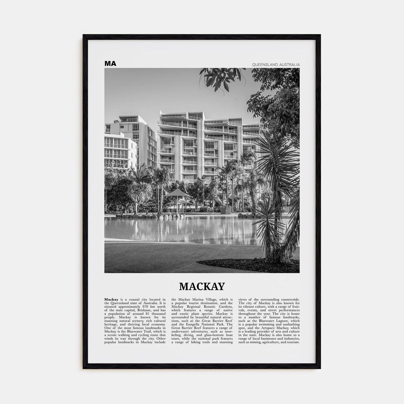 Mackay Travel B&W Poster