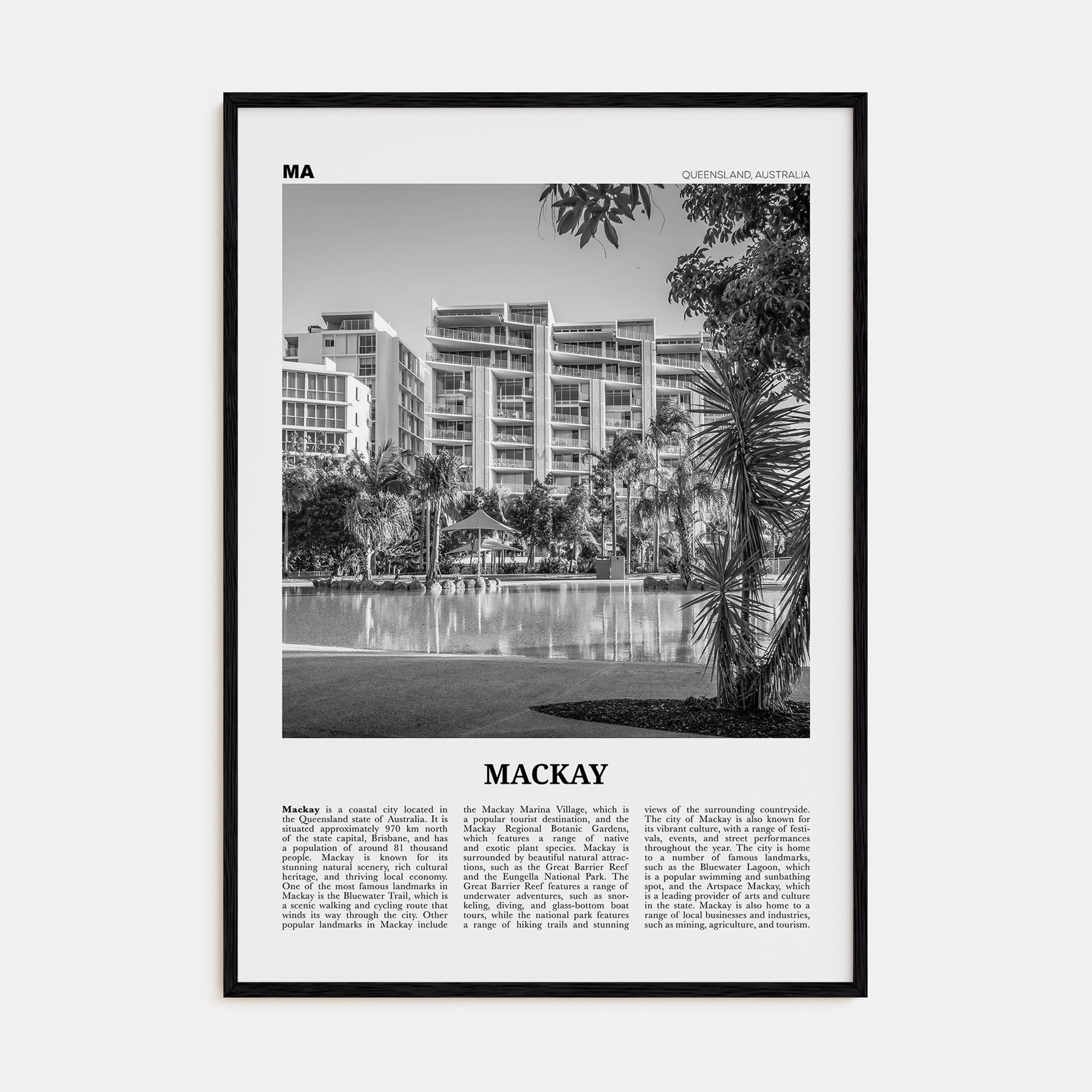 Mackay Travel B&W Poster