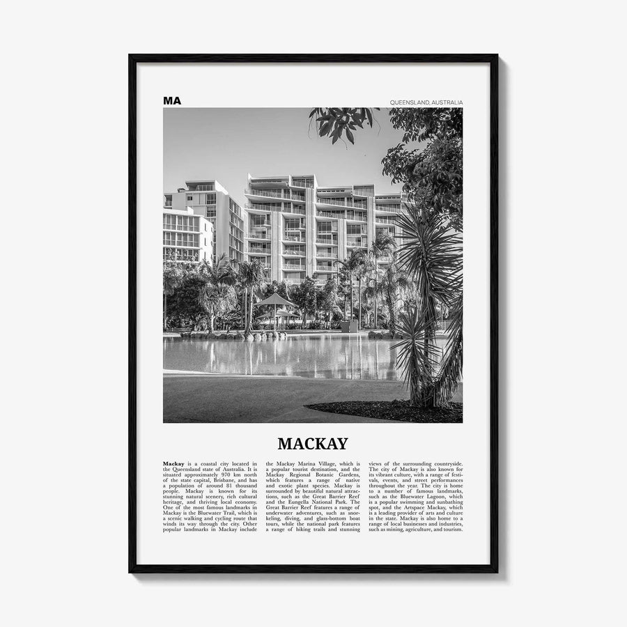 Mackay Print Black and White, Mackay Wall Art, Mackay Poster, Mackay Photo, Mackay Wall Décor, Mackay Map, Australia