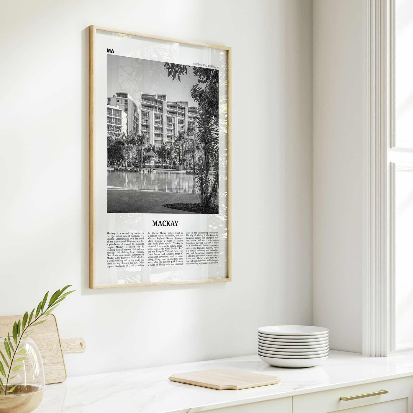 Mackay Print Black and White, Mackay Wall Art, Mackay Poster, Mackay Photo, Mackay Wall Décor, Mackay Map, Australia