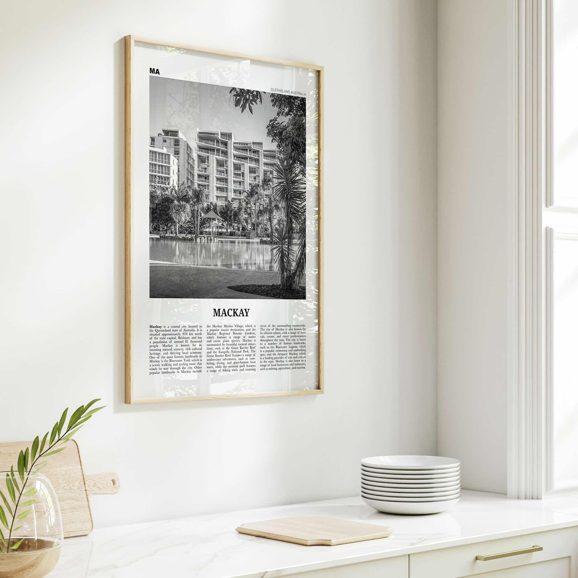 Mackay Print Black and White, Mackay Wall Art, Mackay Poster, Mackay Photo, Mackay Wall Décor, Mackay Map, Australia