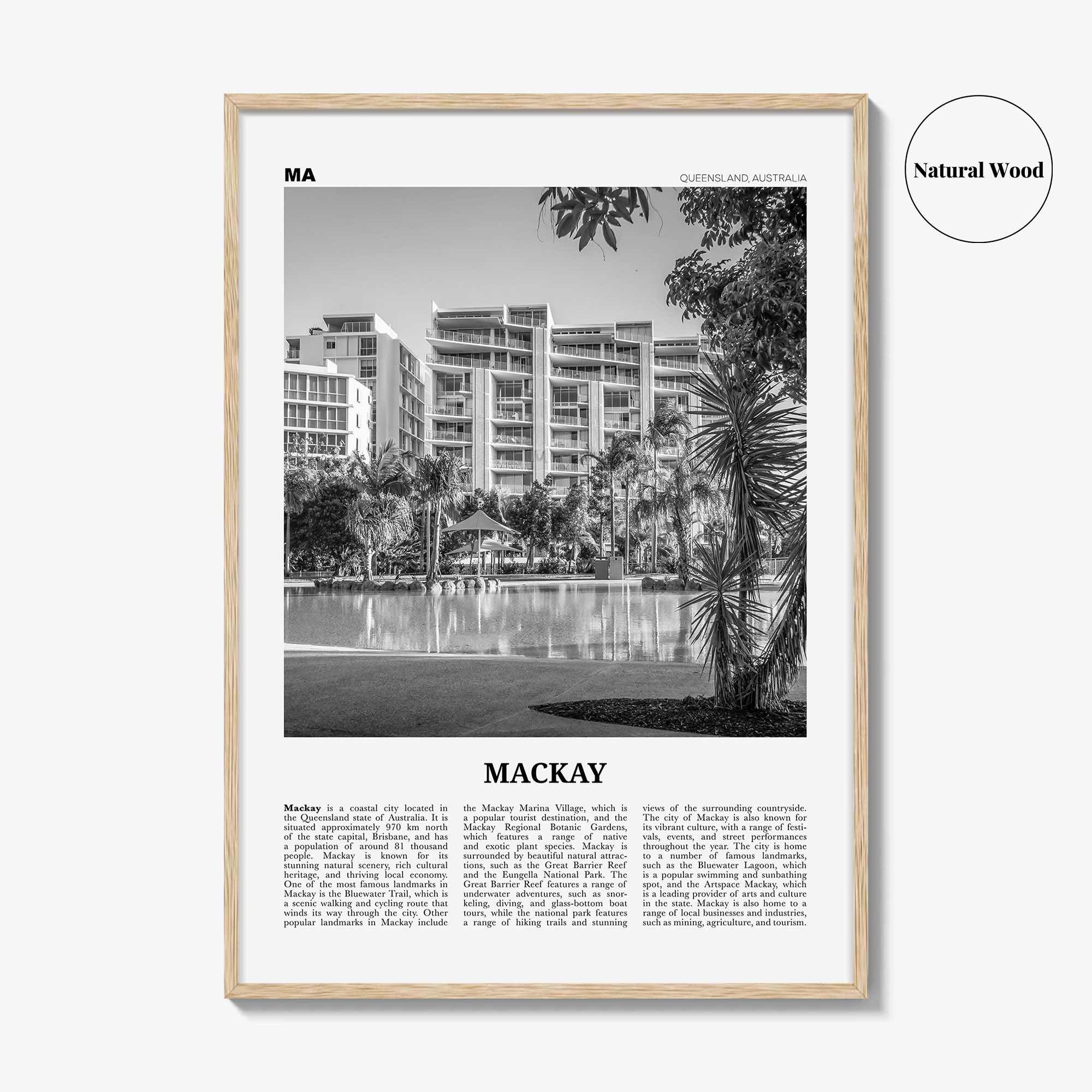 Mackay Print Black and White, Mackay Wall Art, Mackay Poster, Mackay Photo, Mackay Wall Décor, Mackay Map, Australia