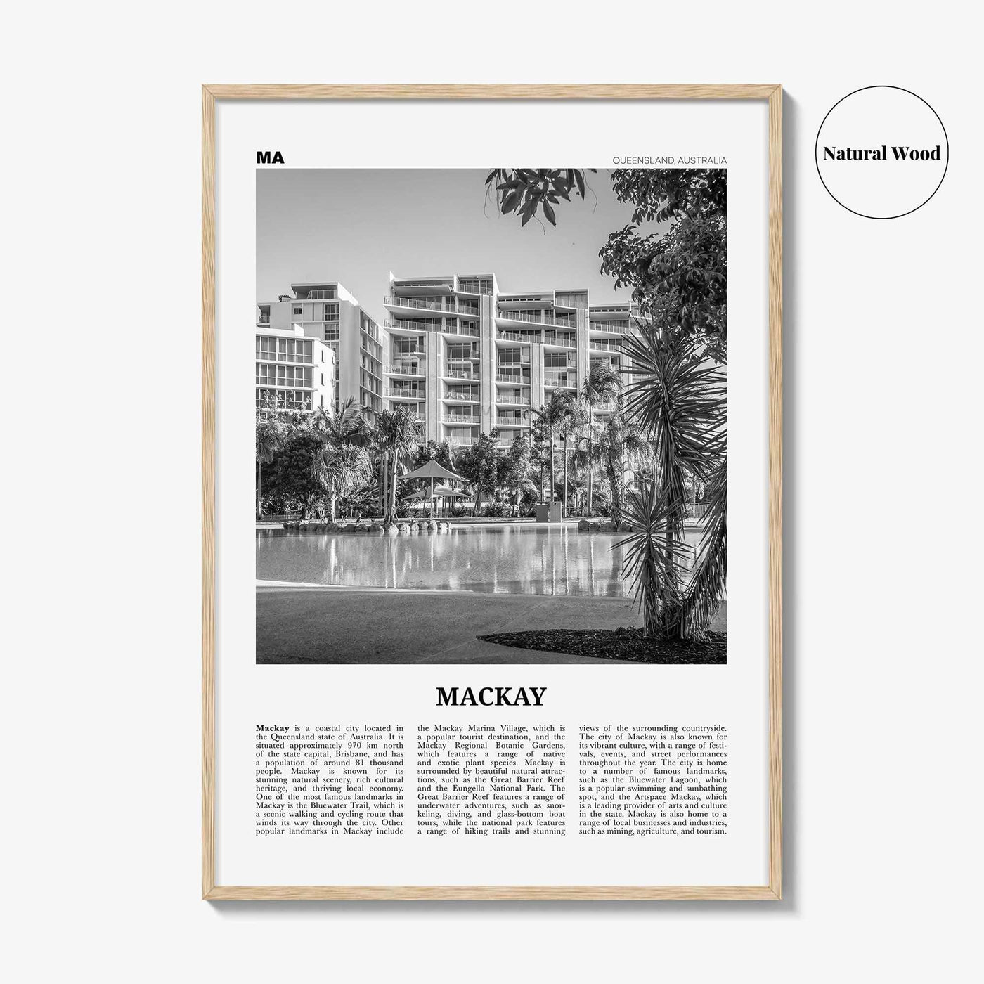 Mackay Print Black and White, Mackay Wall Art, Mackay Poster, Mackay Photo, Mackay Wall Décor, Mackay Map, Australia