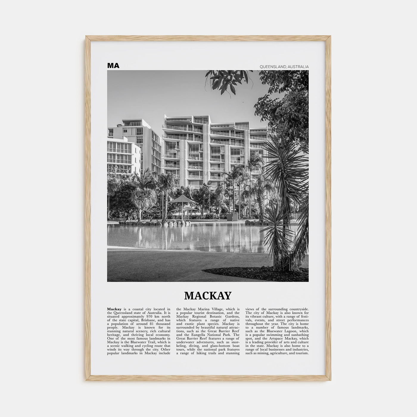 Mackay Travel B&W Poster