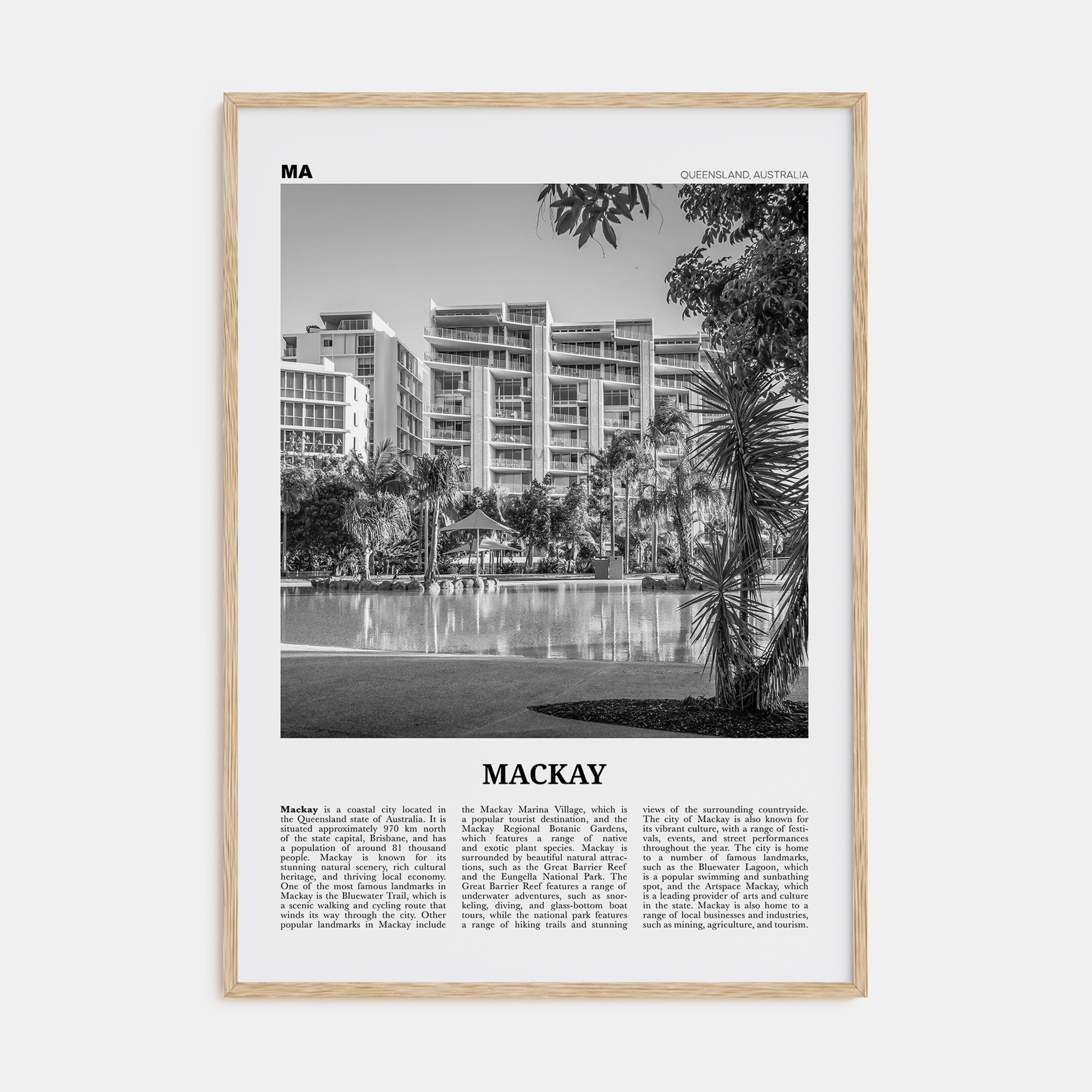 Mackay Travel B&W Poster