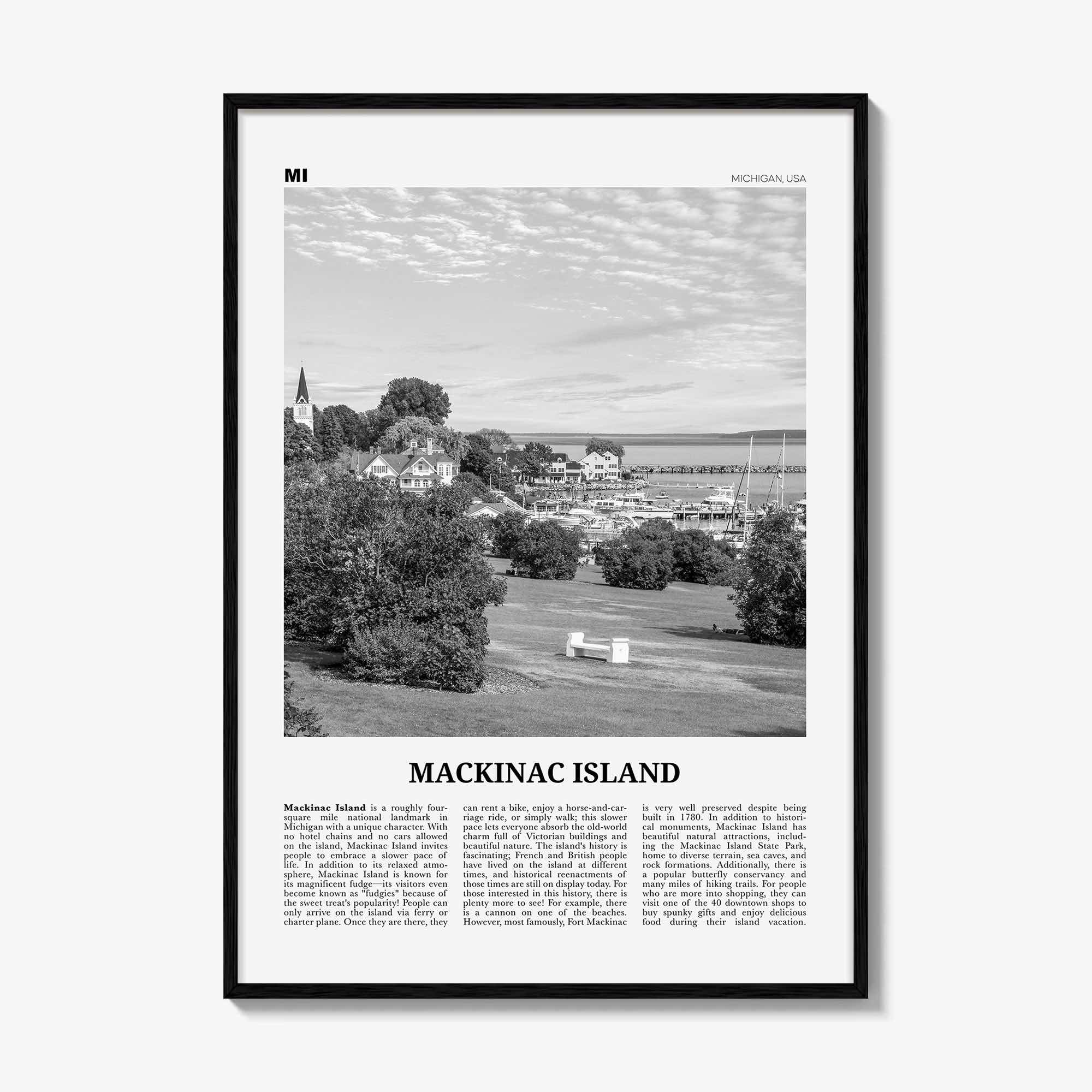 Mackinac Island Print Black and White, Mackinac Island Wall Art, Mackinac Island Poster, Mackinac Island Photo, Michigan, USA