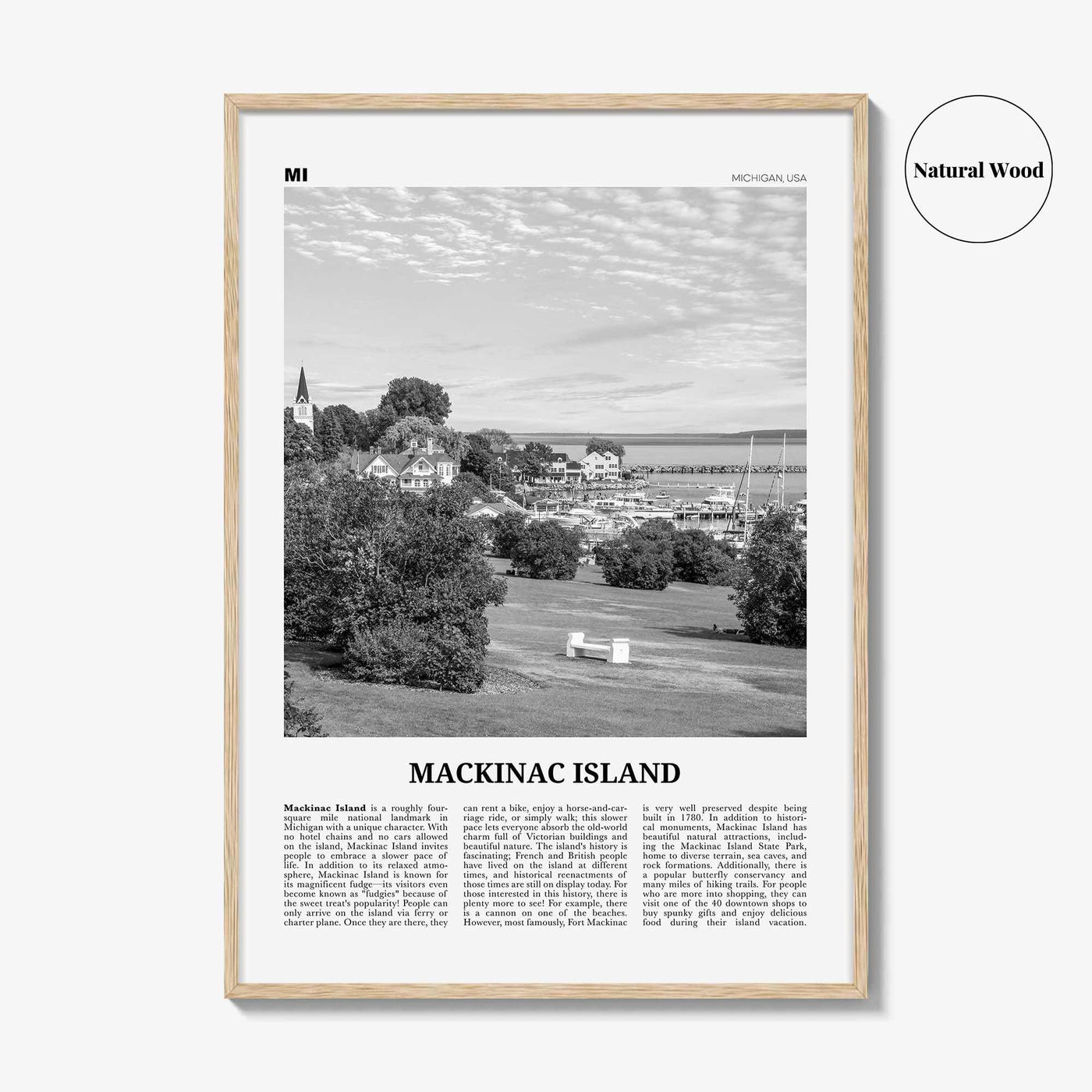 Mackinac Island Print Black and White, Mackinac Island Wall Art, Mackinac Island Poster, Mackinac Island Photo, Michigan, USA