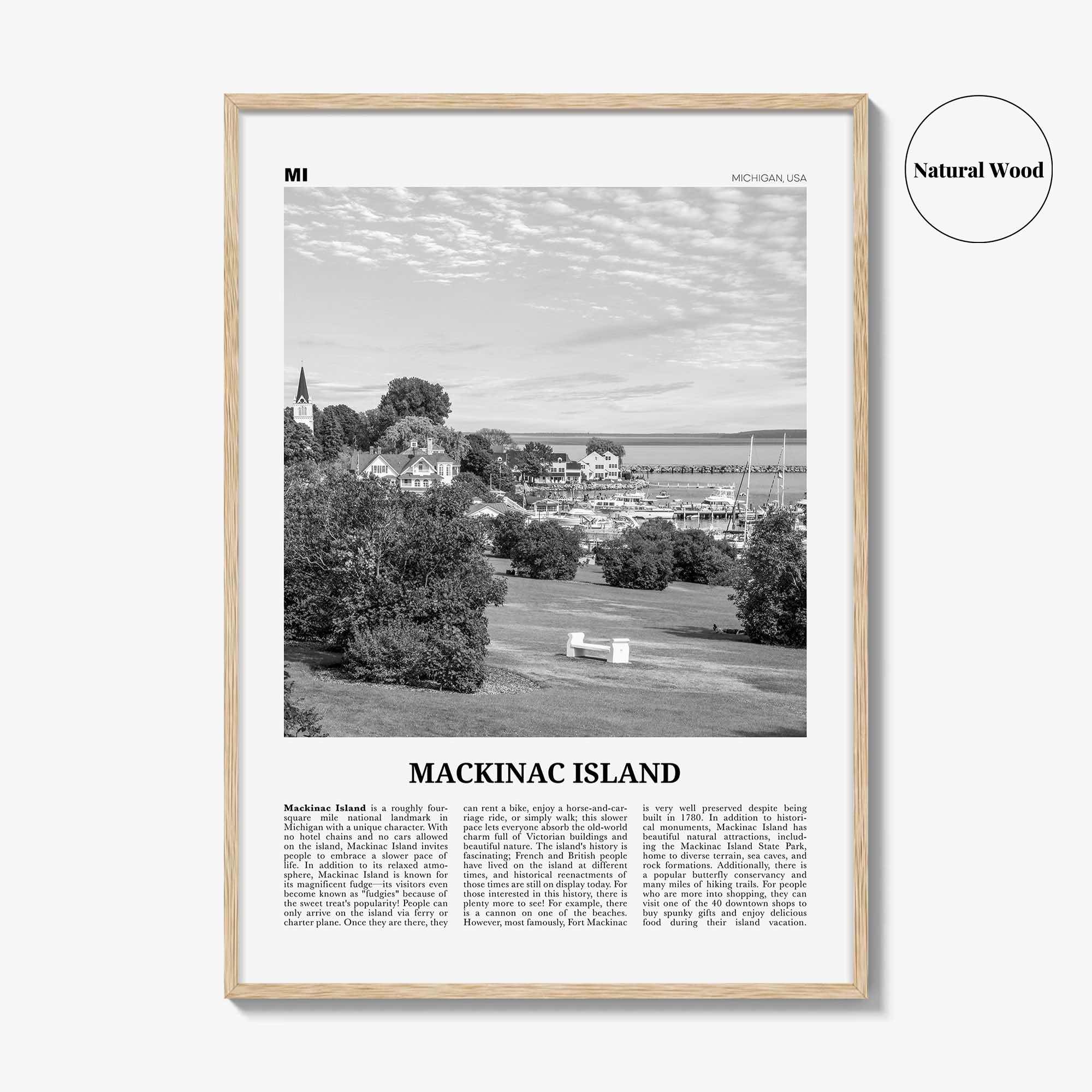 Mackinac Island Print Black and White, Mackinac Island Wall Art, Mackinac Island Poster, Mackinac Island Photo, Michigan, USA