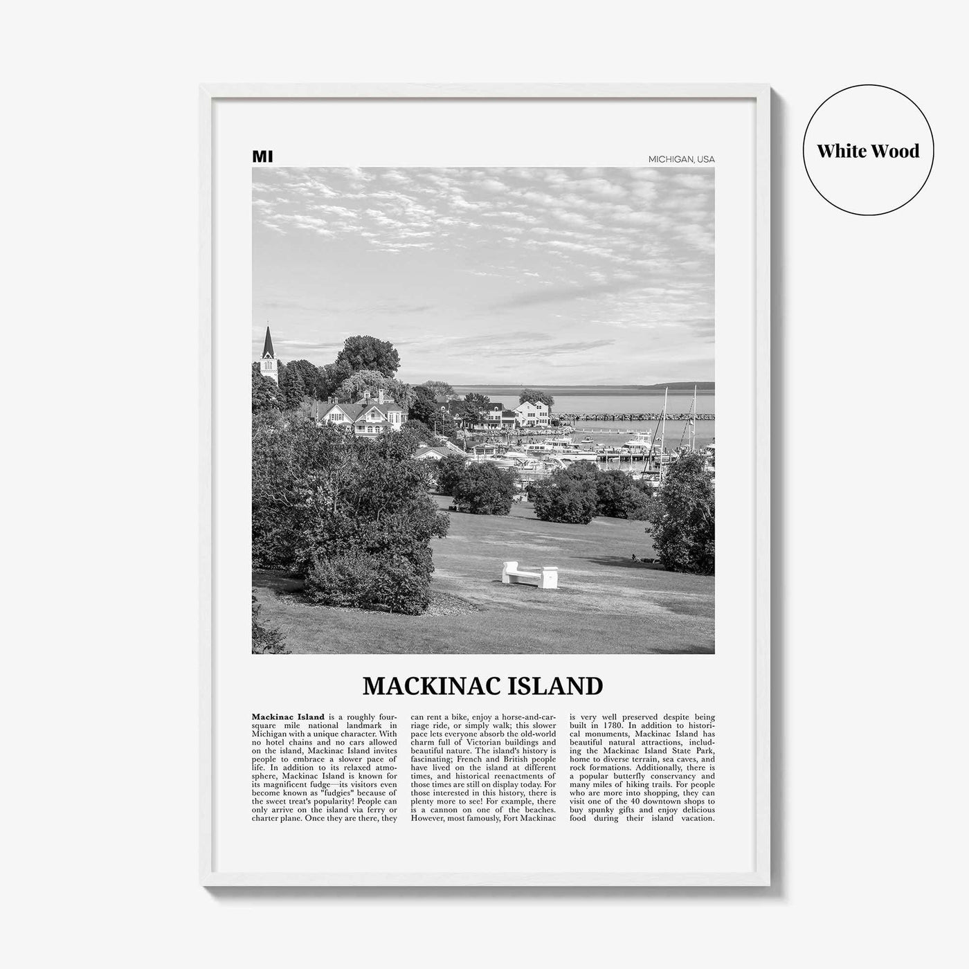 Mackinac Island Print Black and White, Mackinac Island Wall Art, Mackinac Island Poster, Mackinac Island Photo, Michigan, USA