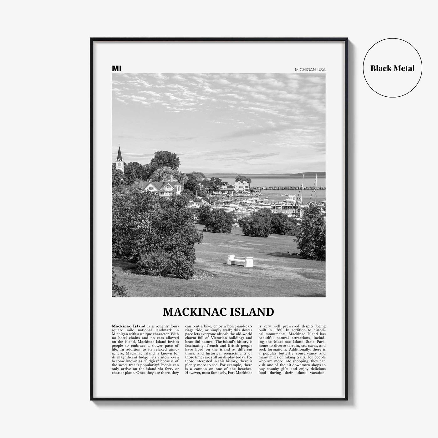 Mackinac Island Print Black and White, Mackinac Island Wall Art, Mackinac Island Poster, Mackinac Island Photo, Michigan, USA