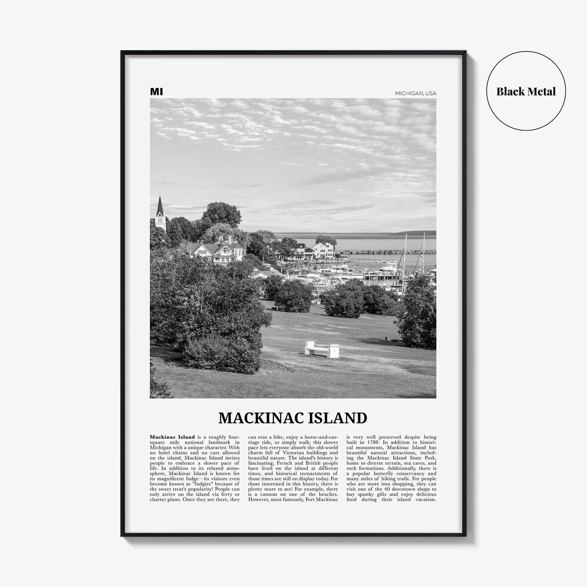 Mackinac Island Print Black and White, Mackinac Island Wall Art, Mackinac Island Poster, Mackinac Island Photo, Michigan, USA