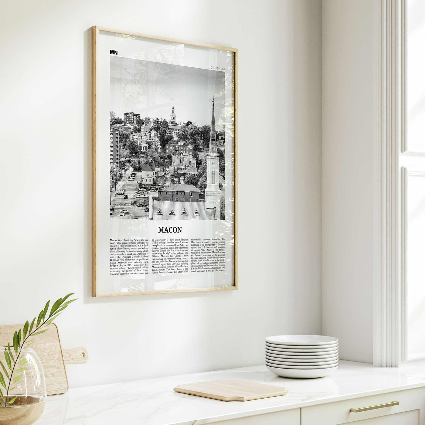 Macon Print Black and White, Macon Wall Art, Macon Poster, Macon Photo, Macon Map, Macon Wall Decor, Georgia, USA, United States