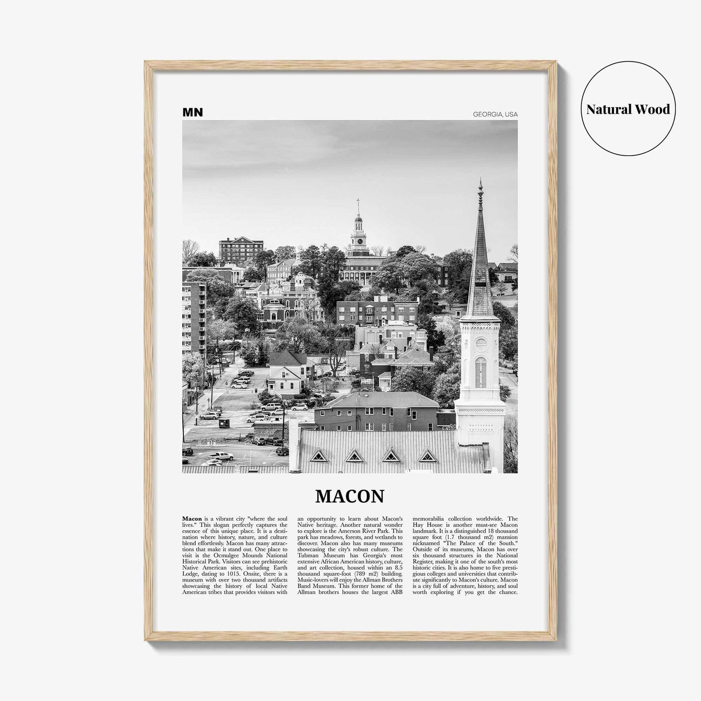 Macon Print Black and White, Macon Wall Art, Macon Poster, Macon Photo, Macon Map, Macon Wall Decor, Georgia, USA, United States