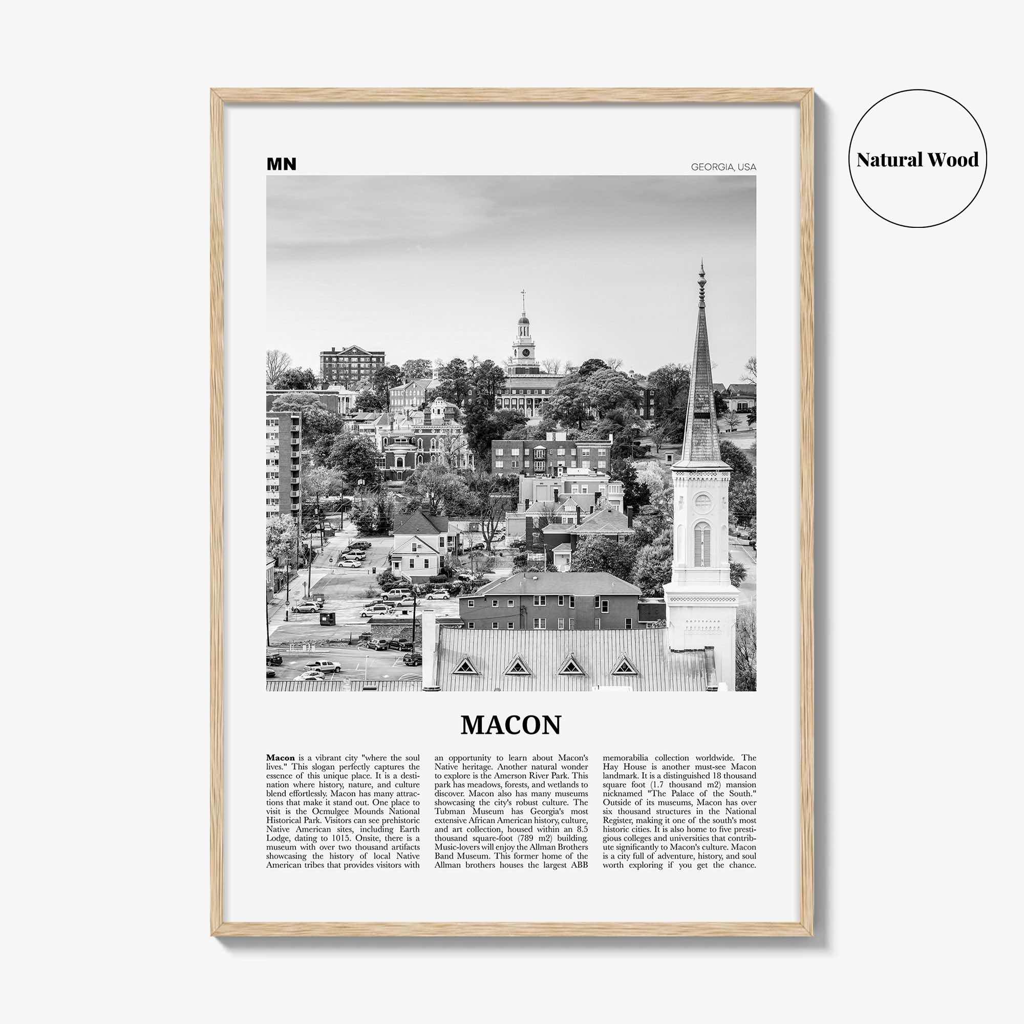 Macon Print Black and White, Macon Wall Art, Macon Poster, Macon Photo, Macon Map, Macon Wall Decor, Georgia, USA, United States