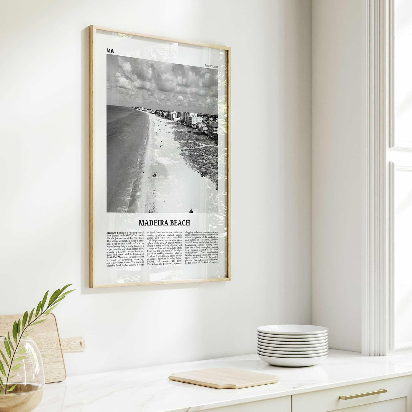 Madeira Beach Print Black and White, Madeira Beach Art, Madeira Beach Poster, Madeira Beach Photo, Madeira Beach Décor, Madeira Beach Map