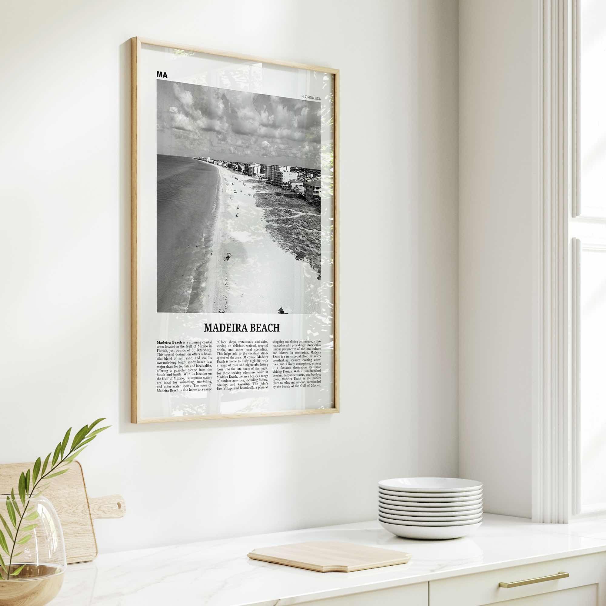 Madeira Beach Print Black and White, Madeira Beach Art, Madeira Beach Poster, Madeira Beach Photo, Madeira Beach Décor, Madeira Beach Map