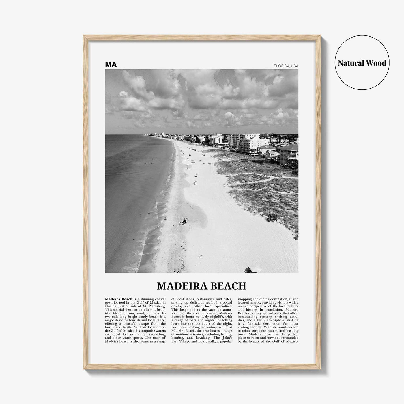 Madeira Beach Print Black and White, Madeira Beach Art, Madeira Beach Poster, Madeira Beach Photo, Madeira Beach Décor, Madeira Beach Map