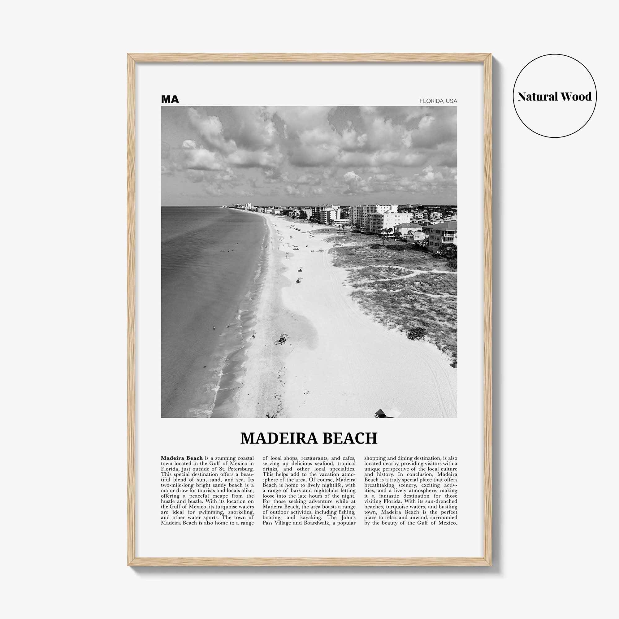 Madeira Beach Print Black and White, Madeira Beach Art, Madeira Beach Poster, Madeira Beach Photo, Madeira Beach Décor, Madeira Beach Map