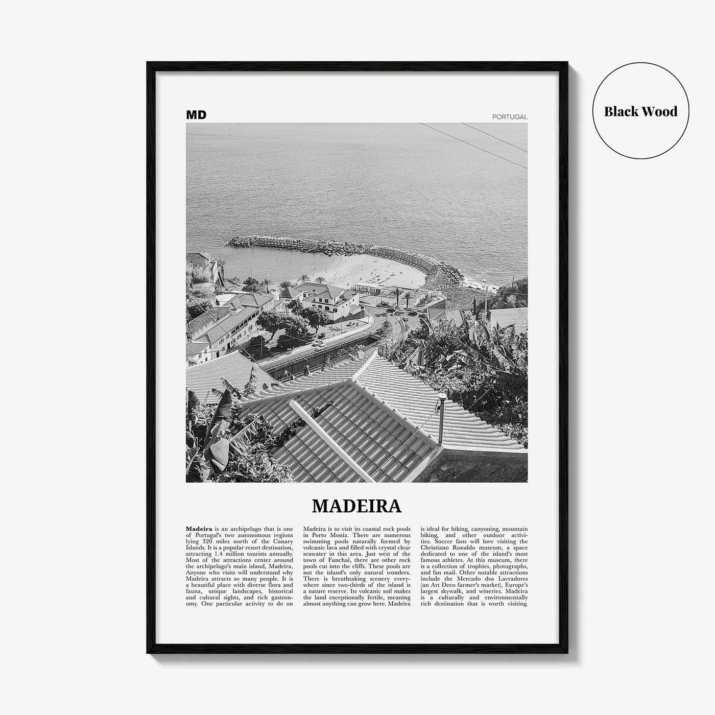 Madeira Print Black and White, Madeira Wall Art, Madeira Poster, Madeira Photo, Madeira Wall Décor, Portugal, Funchal, Portuguesa