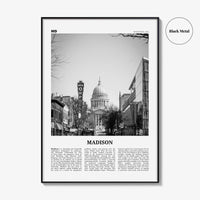 Madison Print Black and White No 1, Madison Wall Art, Madison Poster, Madison Photo, Madison Décor, Wisconsin, USA, United States