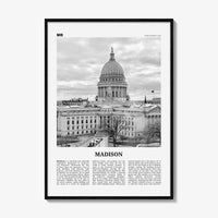 Madison Print Black and White No 2, Madison Wall Art, Madison Poster, Madison Photo, Madison Décor, Wisconsin, USA, United States