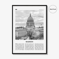 Madison Print Black and White No 2, Madison Wall Art, Madison Poster, Madison Photo, Madison Décor, Wisconsin, USA, United States