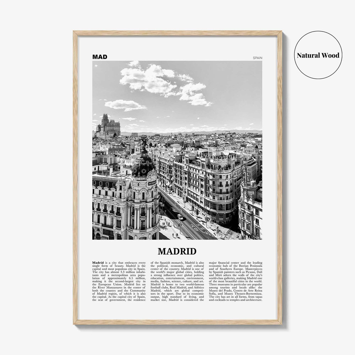 Madrid Print Black and White No 1, Madrid Wall Art, Madrid Poster, Madrid Photo, Madrid Wall Decor, City Art Print, Spain, España