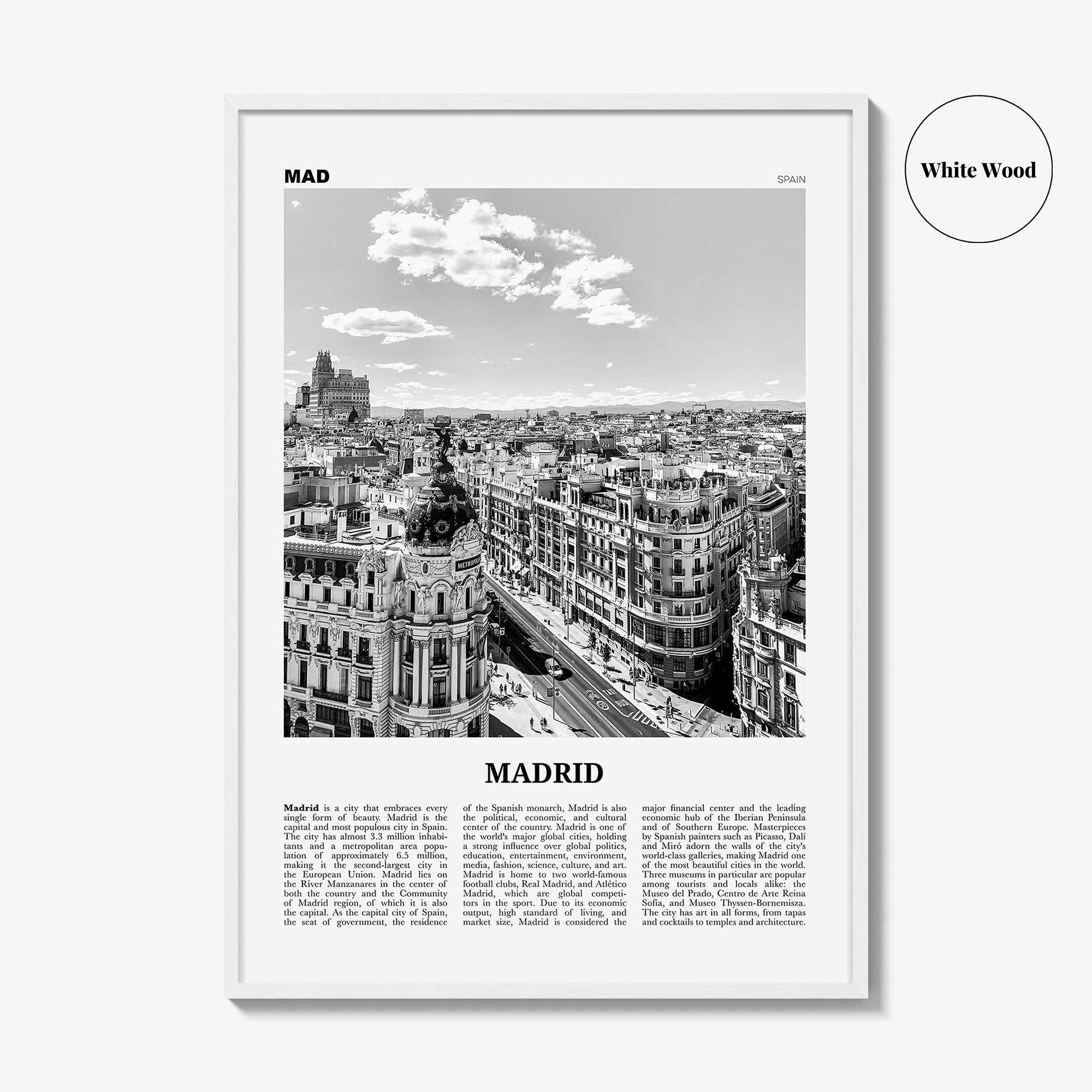 Madrid Print Black and White No 1, Madrid Wall Art, Madrid Poster, Madrid Photo, Madrid Wall Decor, City Art Print, Spain, España
