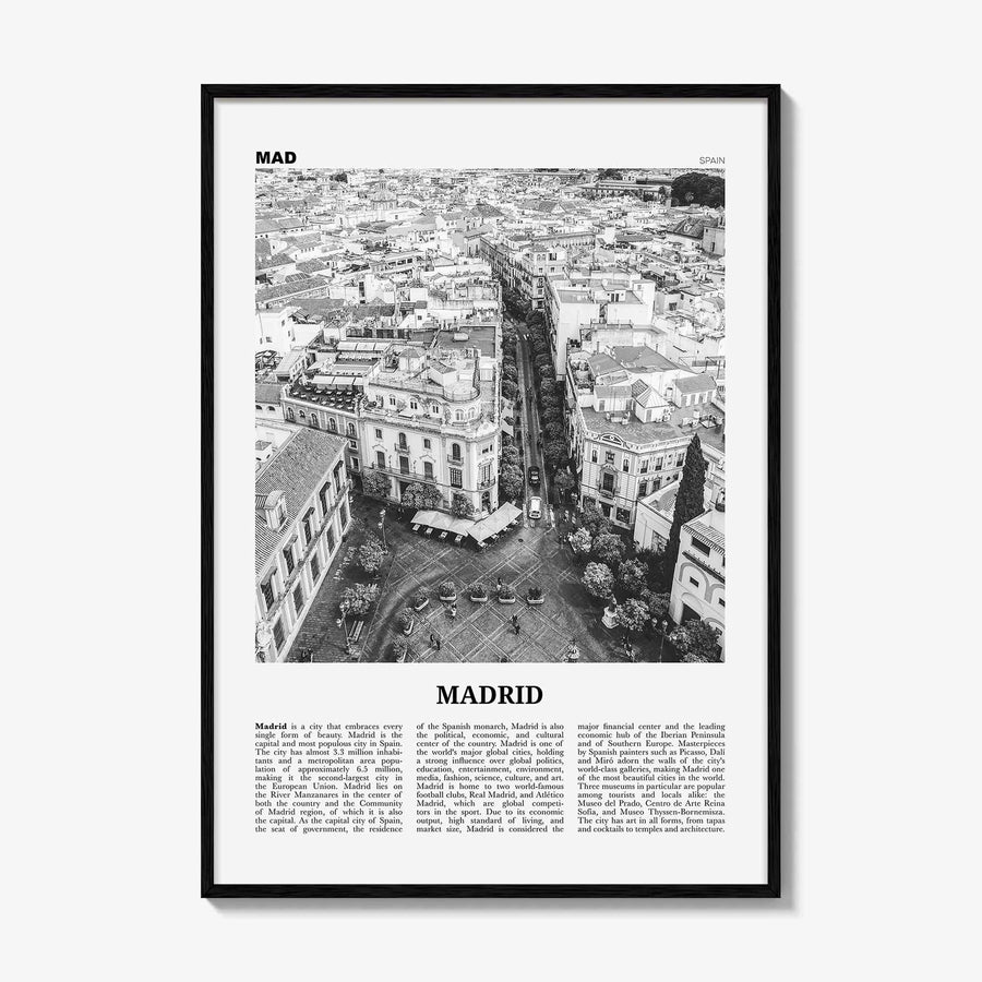 Madrid Print Black and White No 2, Madrid Wall Art, Madrid Poster, Madrid Photo, Madrid Wall Decor, City Art Print, Spain, España