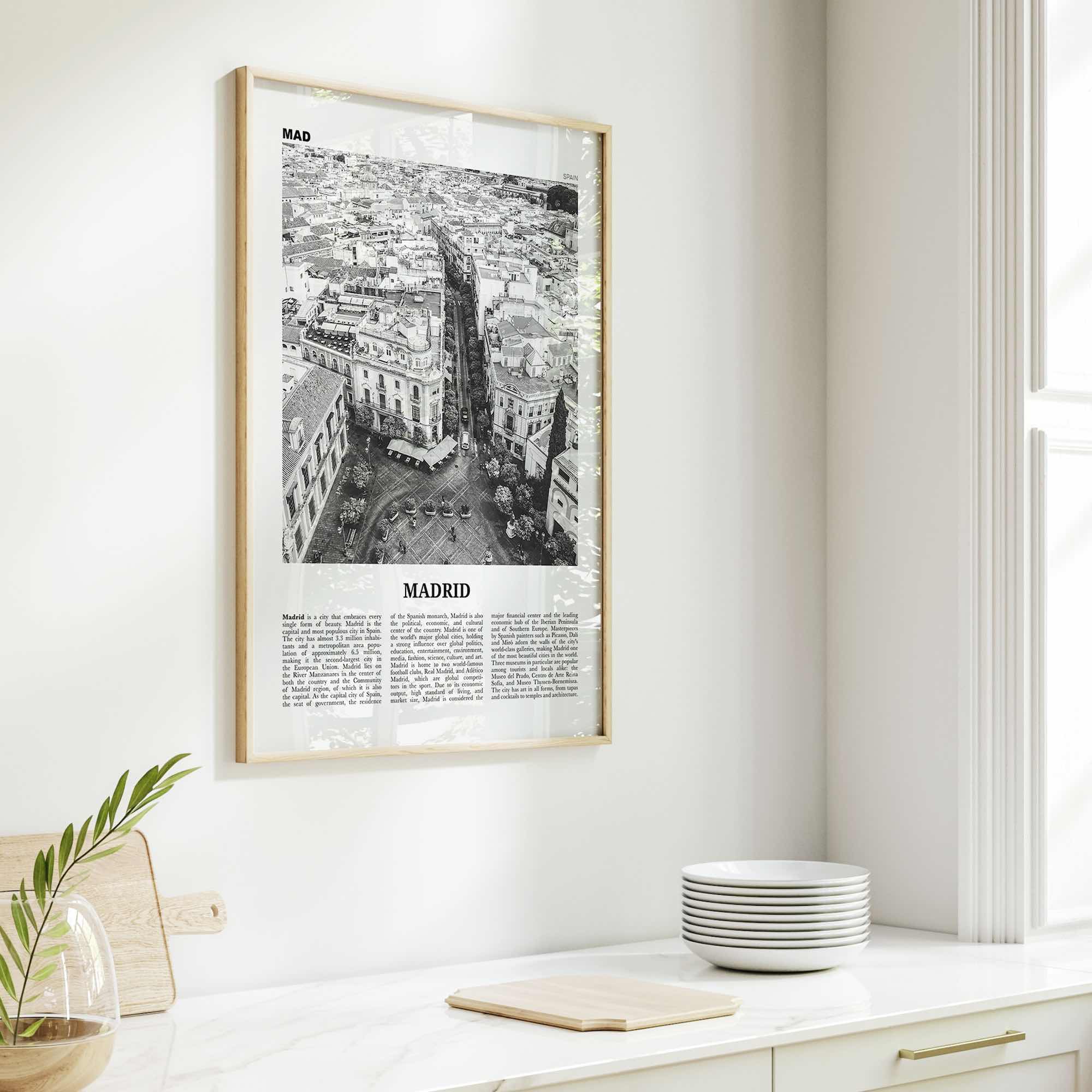 Madrid Print Black and White No 2, Madrid Wall Art, Madrid Poster, Madrid Photo, Madrid Wall Decor, City Art Print, Spain, España