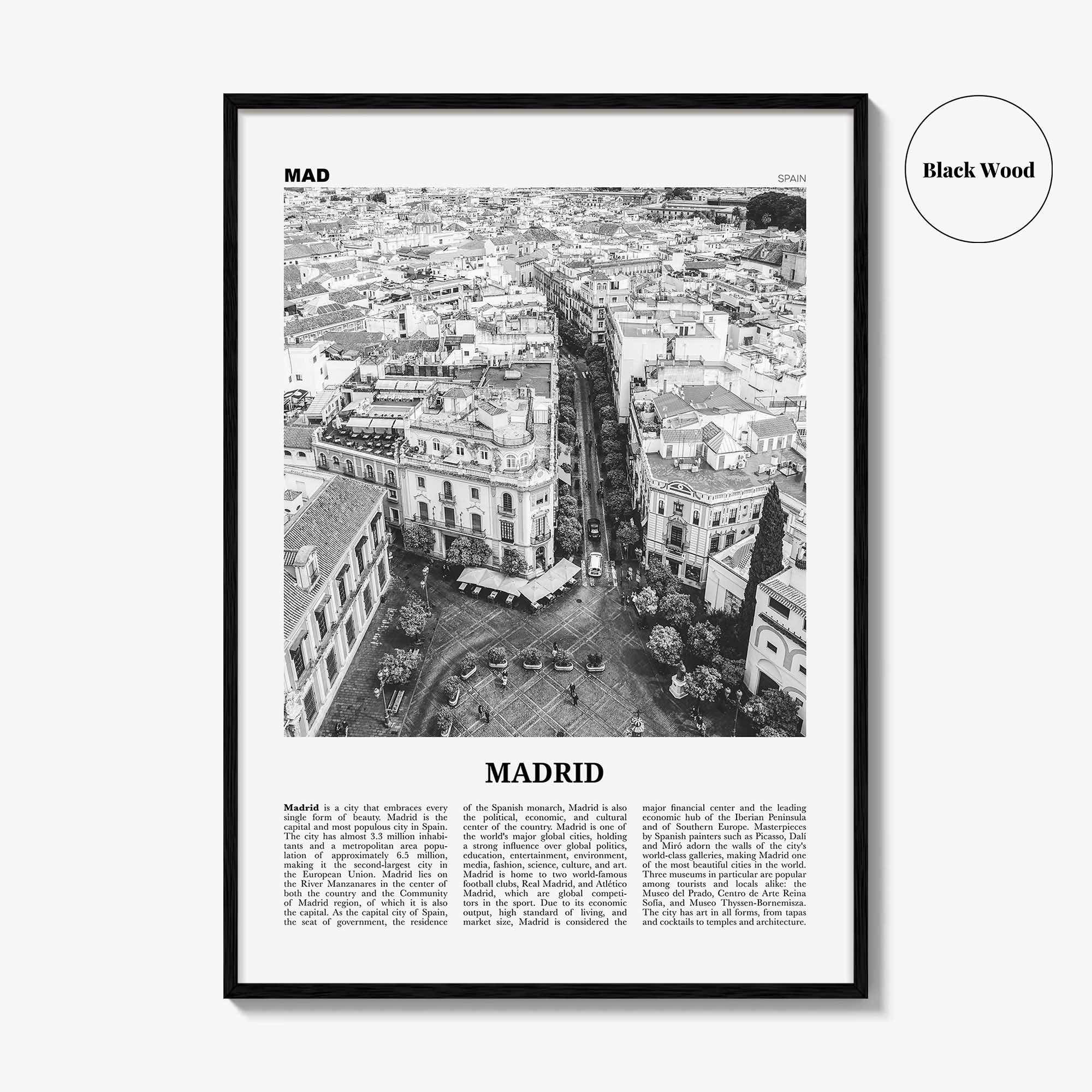 Madrid Print Black and White No 2, Madrid Wall Art, Madrid Poster, Madrid Photo, Madrid Wall Decor, City Art Print, Spain, España