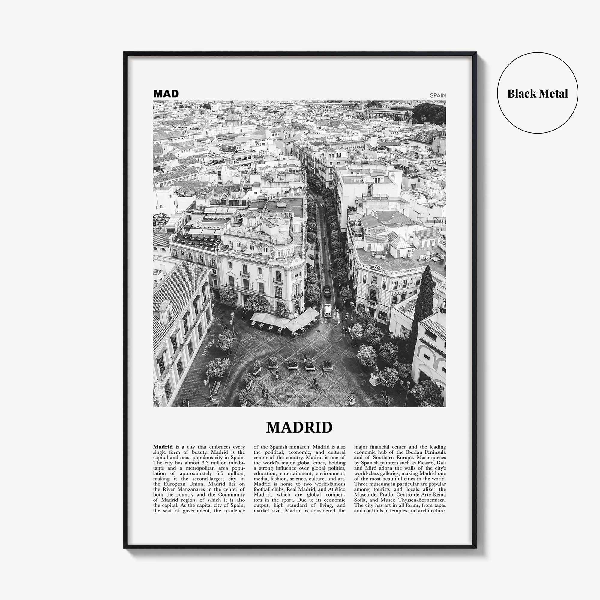 Madrid Print Black and White No 2, Madrid Wall Art, Madrid Poster, Madrid Photo, Madrid Wall Decor, City Art Print, Spain, España
