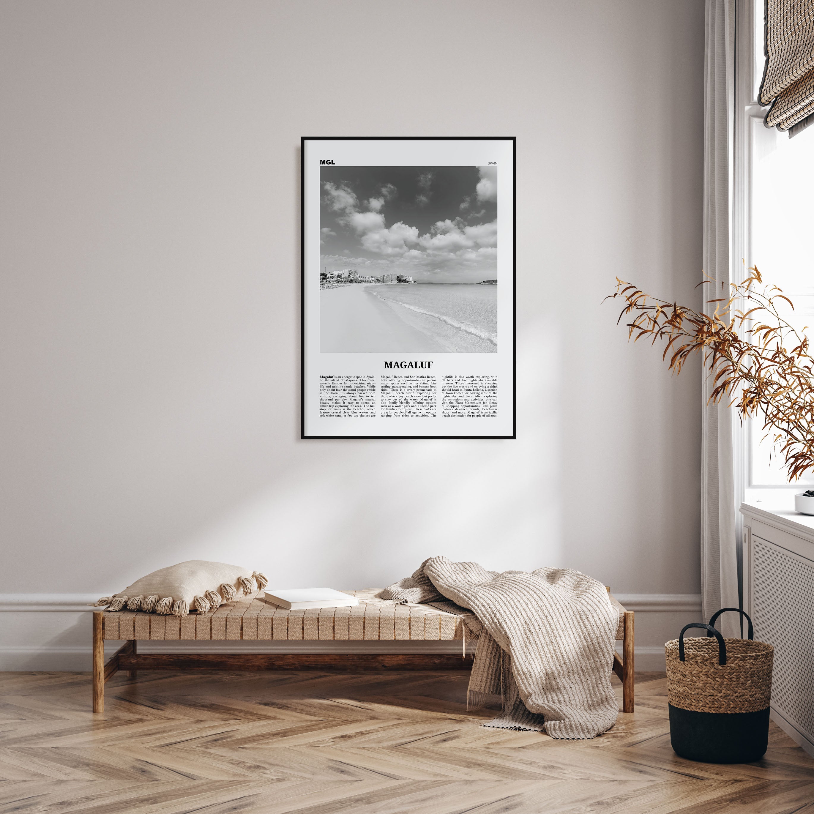 Magaluf Travel B&W Poster
