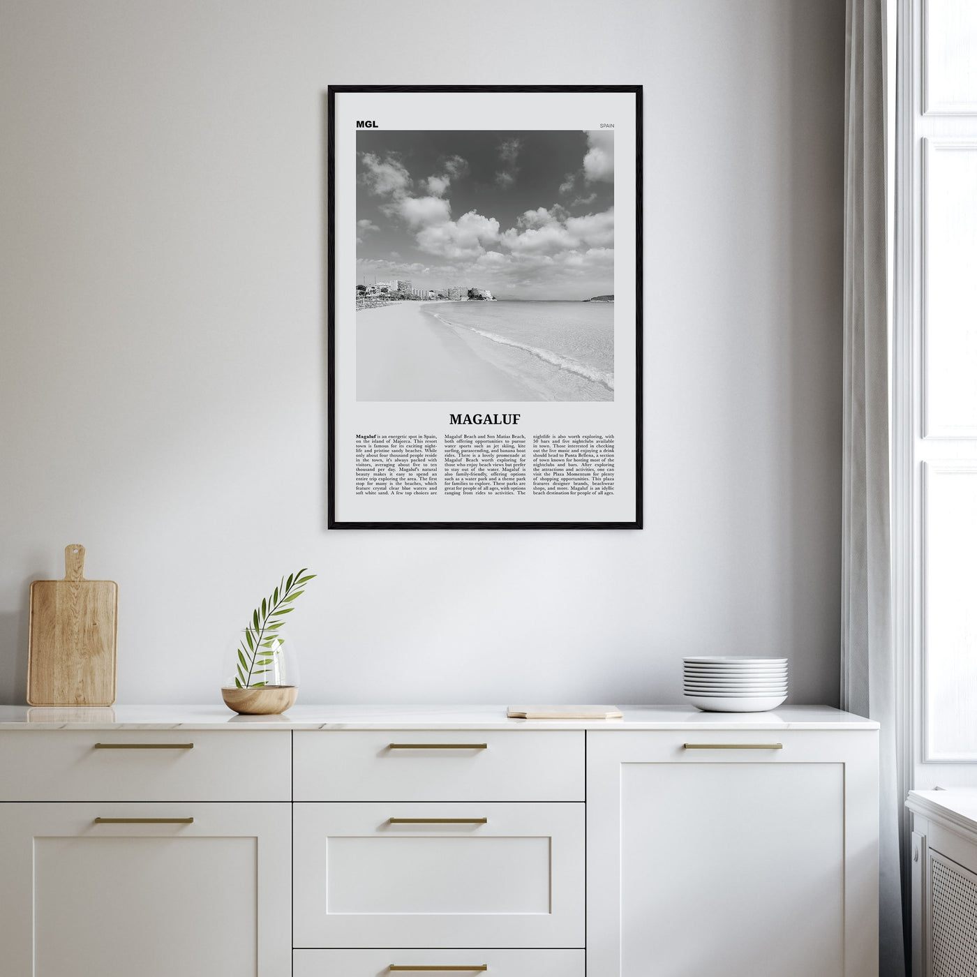 Magaluf Travel B&W Poster