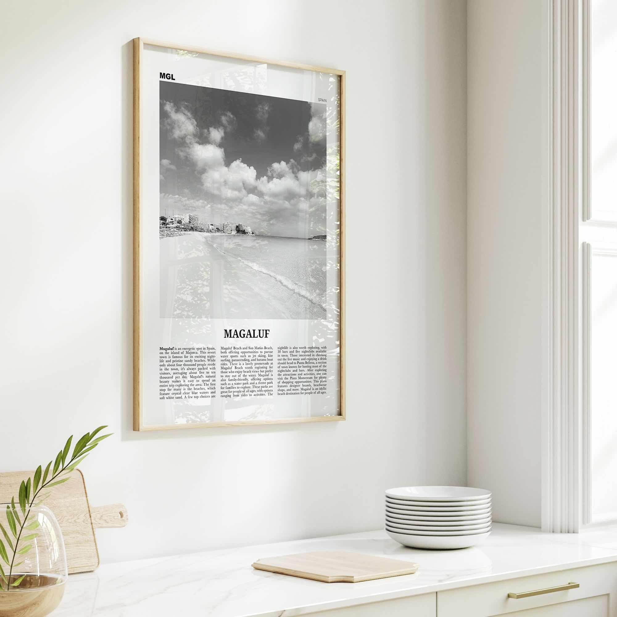 Magaluf Print Black and White, Magaluf Wall Art, Magaluf Poster, Magaluf Photo, Magaluf Wall Décor, Magaluf Map, Spain