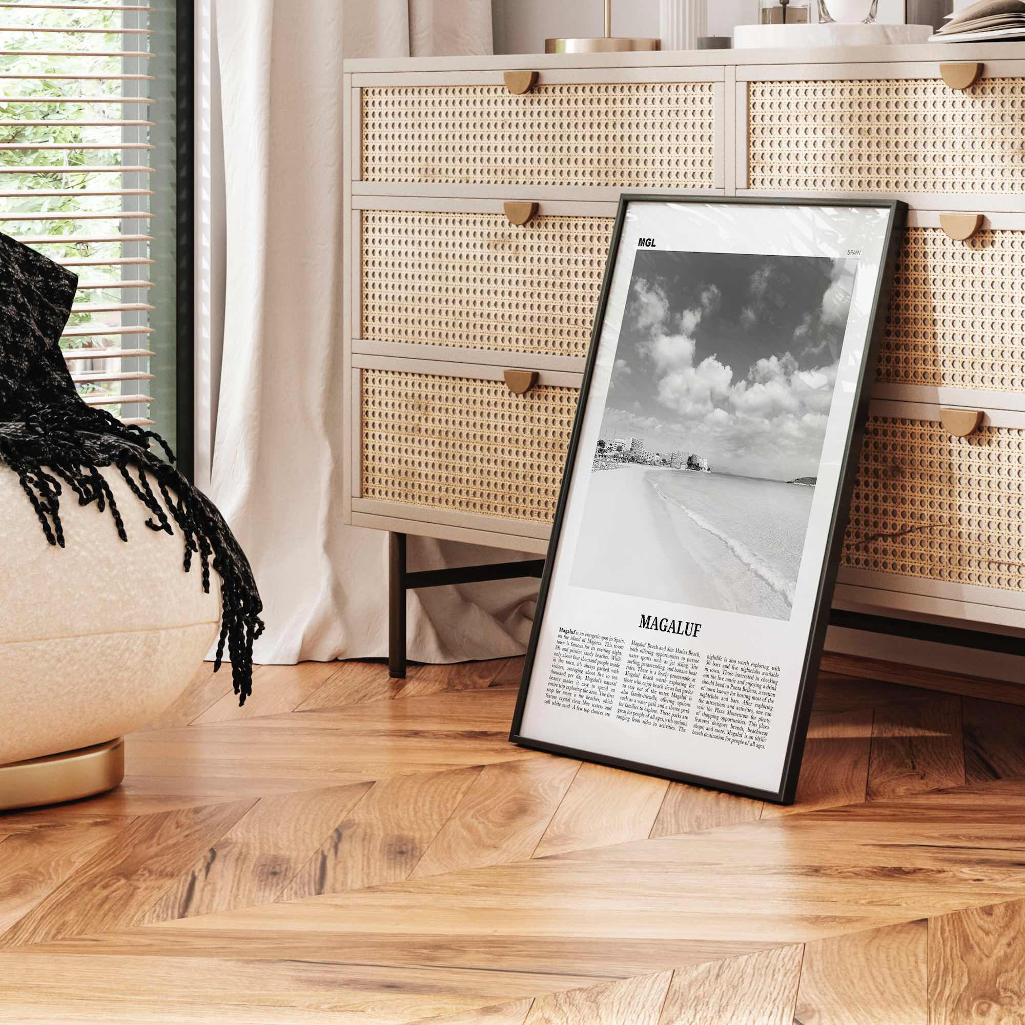 Magaluf Print Black and White, Magaluf Wall Art, Magaluf Poster, Magaluf Photo, Magaluf Wall Décor, Magaluf Map, Spain