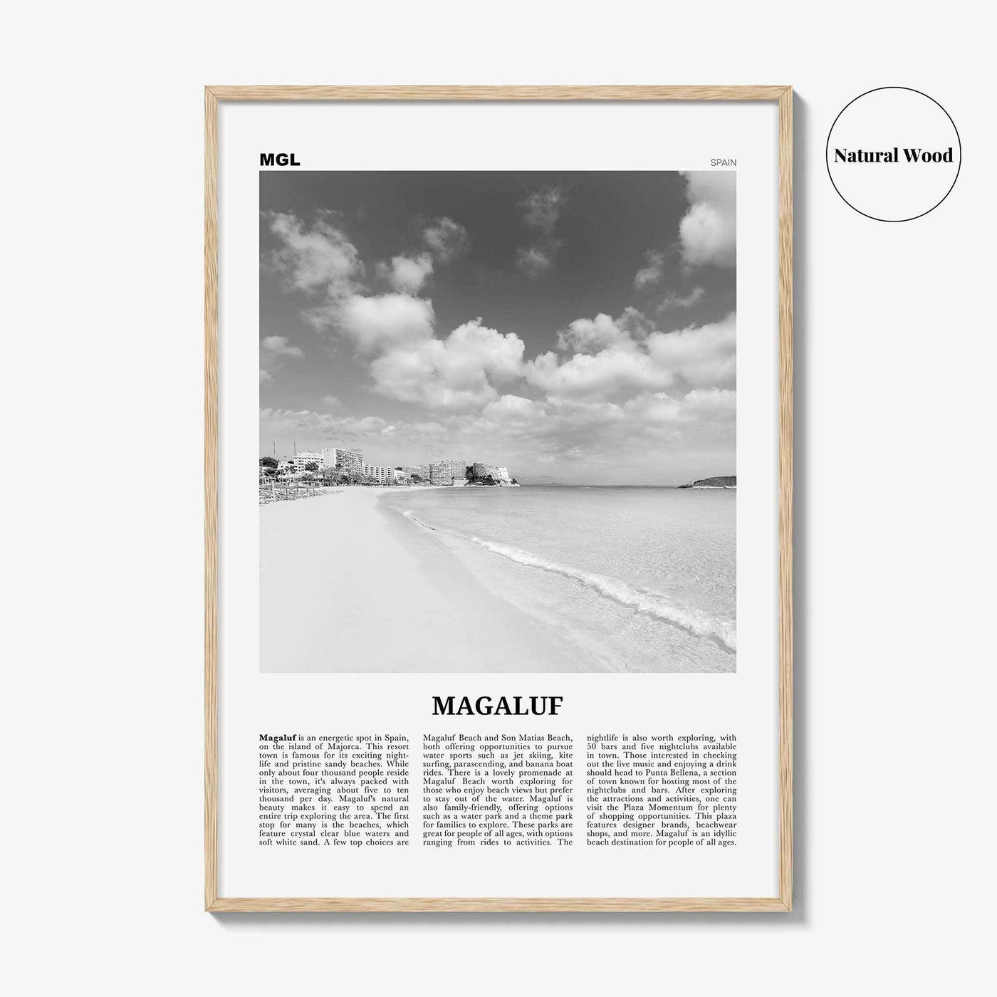 Magaluf Print Black and White, Magaluf Wall Art, Magaluf Poster, Magaluf Photo, Magaluf Wall Décor, Magaluf Map, Spain