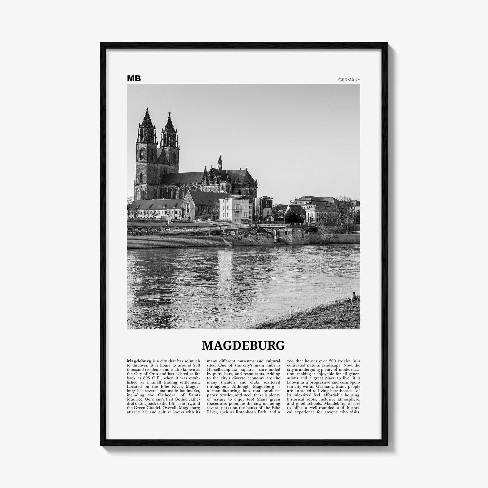 Magdeburg Print Black and White, Magdeburg Wall Art, Magdeburg Poster, Magdeburg Photo, Magdeburg Wall Décor, Magdeburg Map, Germany
