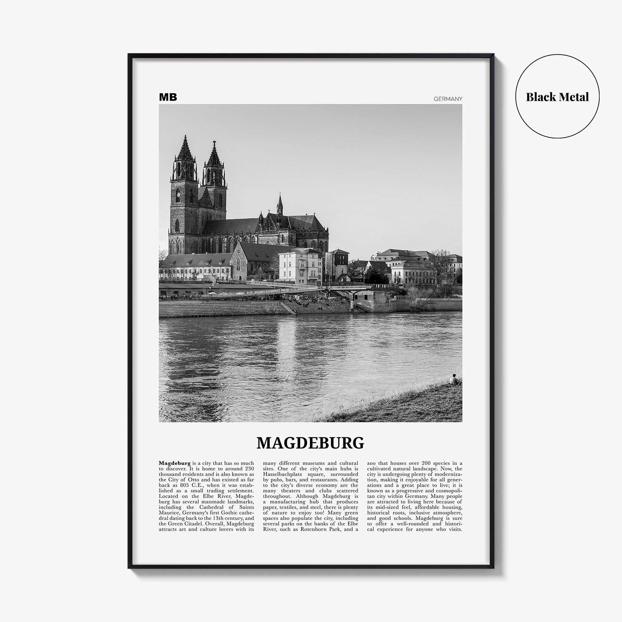 Magdeburg Print Black and White, Magdeburg Wall Art, Magdeburg Poster, Magdeburg Photo, Magdeburg Wall Décor, Magdeburg Map, Germany