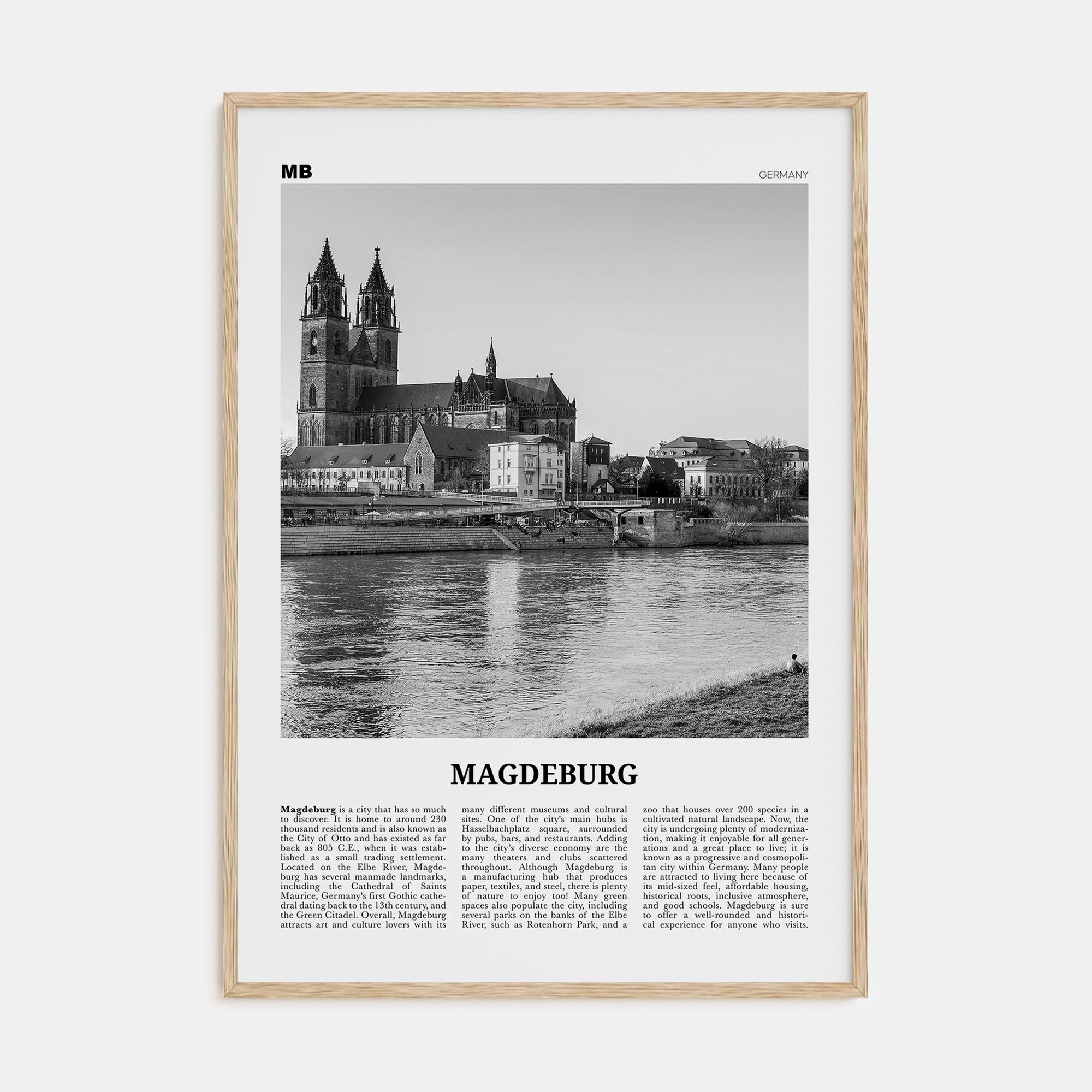 Magdeburg Travel B&W Poster
