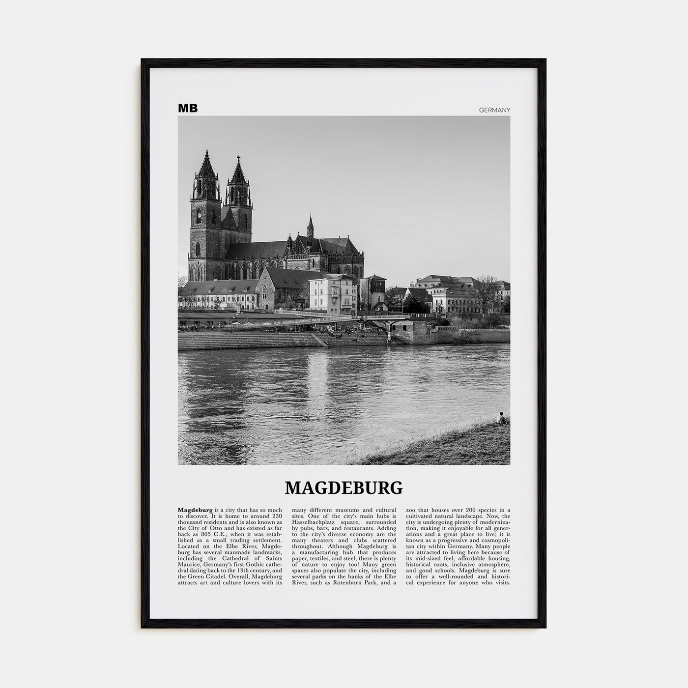 Magdeburg Travel B&W Poster