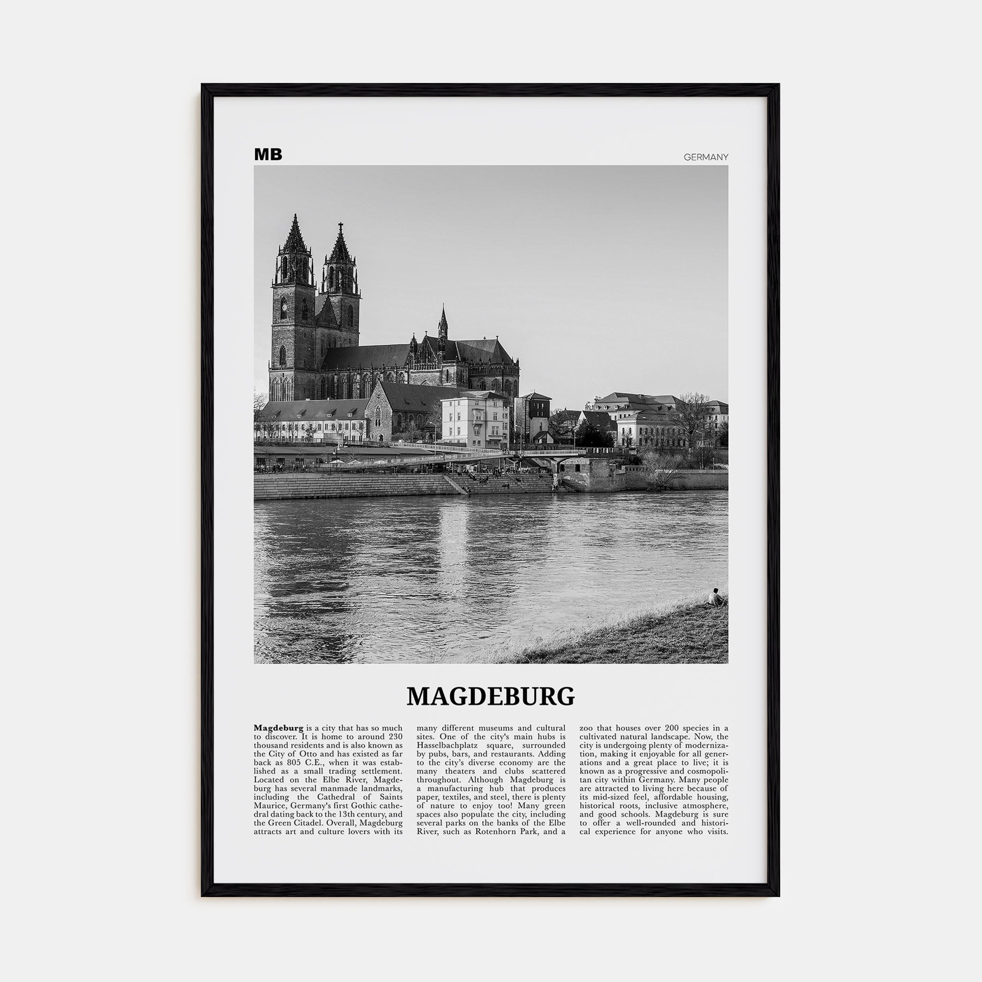 Magdeburg Travel B&W Poster
