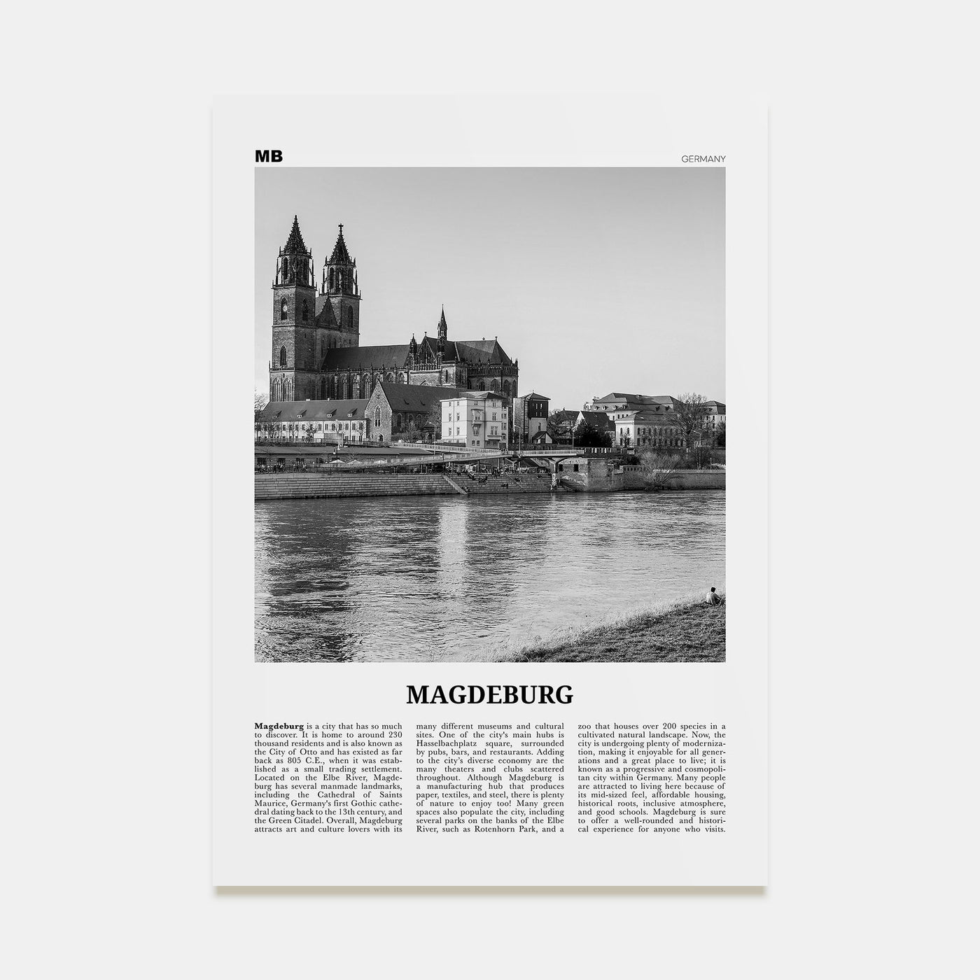 Magdeburg Travel B&W Poster